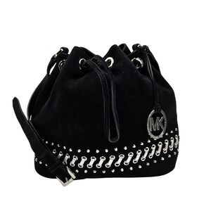 Michael Kors Black Suede‎ Studded Bucket Bag